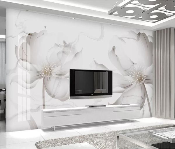 

окно фрески обои абстрактный белый мрамор современный минималистичный творческий цветочный фон стены