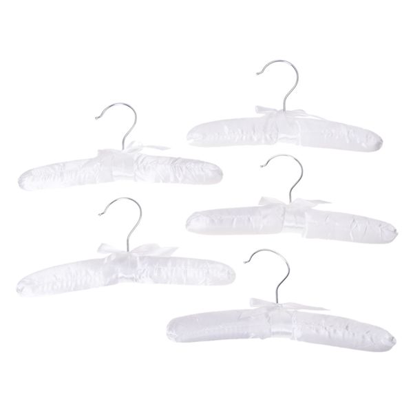

5pcs luxury satin-padded children's clothes kids' cloth hook hanger wardrobe organiser--white