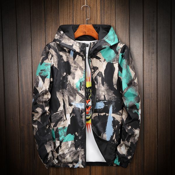 

reversible camouflage jacket men plus size 8xl camo hooded windbreaker jackets coat jacket parka streetwear, Black;brown