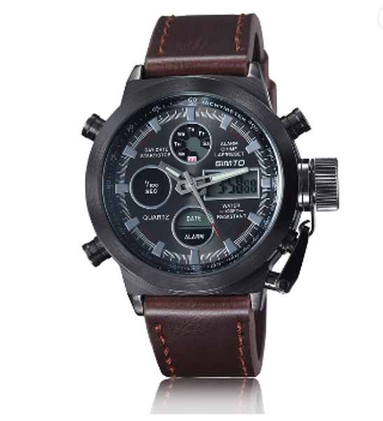

2020 luxury mens watches 45mm multifunction timepiece leather brands sports wrist watches men with alarm montre de luxe dropshipping, Slivery;brown