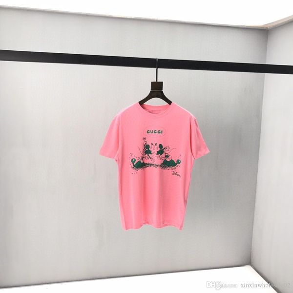 

2020 italian beige spring and summer alphabet printing high-quality t-shirt powder white men and women breathable cotton fashion wild tee, White;black