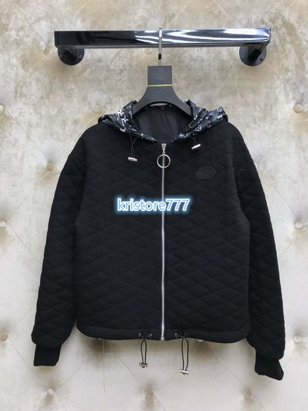 

high end women girls vintage casual jersey jogging hooded jacket coat outerwear luxury design letters mongram print shirts bomber coat, Black;brown