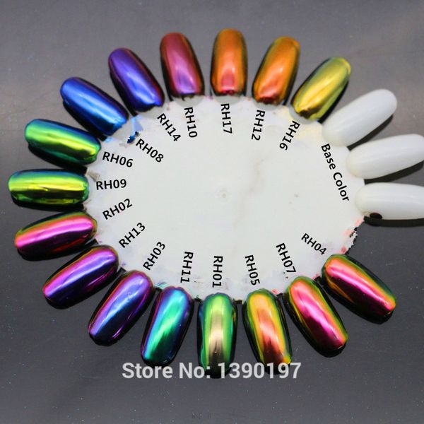 

mirror effect pigments powder 17 colors 1gram each jar for nail polish