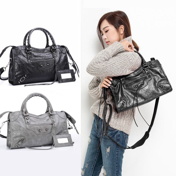 

Whole ale motorcycle tote retro big gold nail locomotive bag women houlder me enger cro body leather houlder bag mini ize