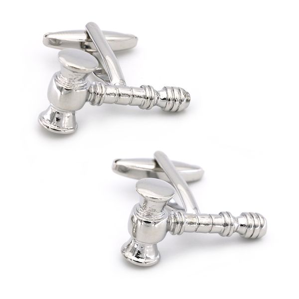 

judge design gavel cufflinks for men quality copper material silver color cuff links wholesale&retail, Silver;golden
