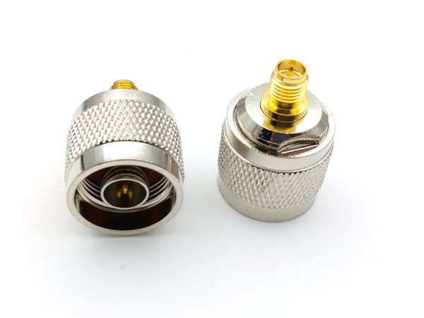 2PCS de alta qualidade de cobre N Tipo Masculino plug a RP SMA Feminino plug Coaxial Adapter