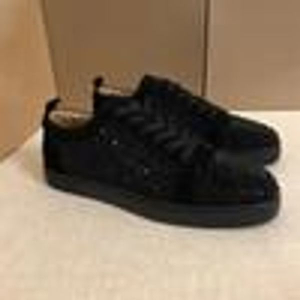 

2020 new men's designer pointed toe red sole strass luxury low-black suede leather sneakers, men's and women's banquet weddin, Black;red