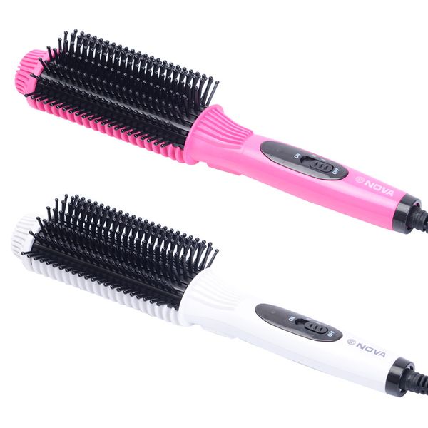 

hair electric brush fast curly hair straight straightener comb irons auto straight comb brush woman, Black
