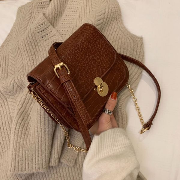 

2020 crocodile small square bag casual shoulder crossbody bags for women pu leather handbags ladies messenger bags totes bag