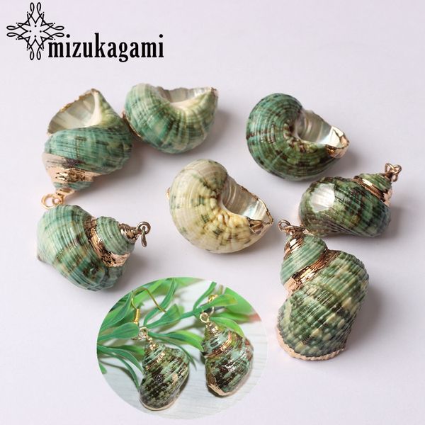

marine sea natural green shell conch charms pendant 10pcs/lot for diy bohemia jewelry earrings making accessories, Bronze;silver