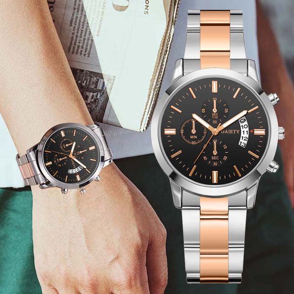 

relogio masculino watch men fashion stainless steel calendar multi needle sports quartz watch reloj hombre clock, Slivery;brown