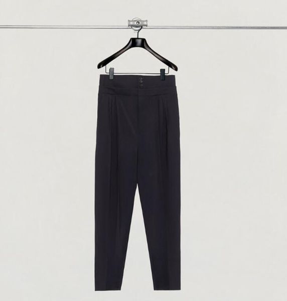 

2018 new men's clothing personality catwalk style three-grain buckled waist-seal awl-legged casual pants plus size costumes, Black