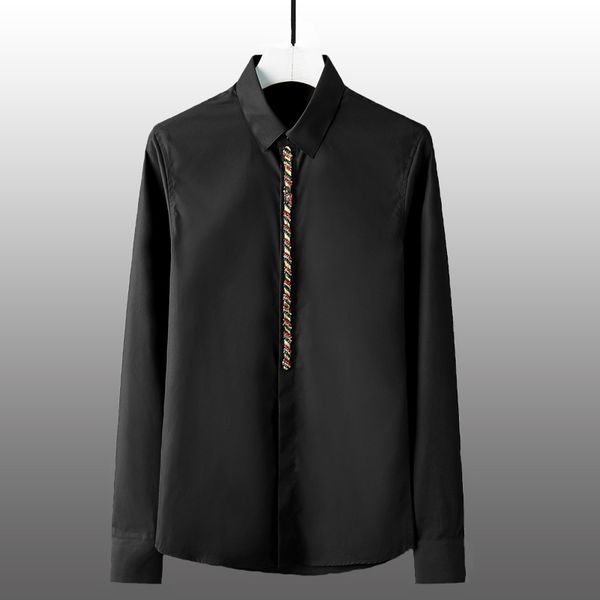 

minglu хлопок мужские рубашки luxury red diamond с длинным рукавом мужские рубашки платья плюс размер 4xl черный белый тонкий fit случайный, White;black