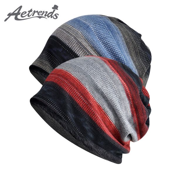 

aetrends] striped slouchy beanie hats for men women outdoor sport headwear skull cap baggy chemo hat z-10006