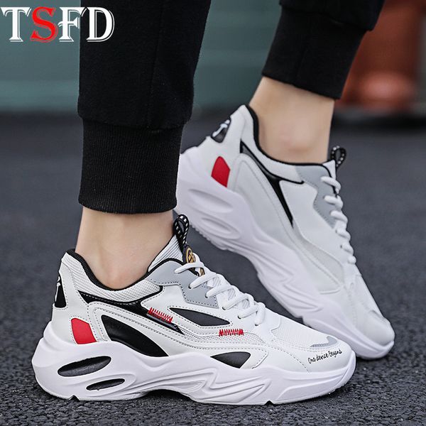 

breathable mesh mens running shoes thick bottom sneakers for men lace up shoe men sport walking shoe summer white dad shoes v28