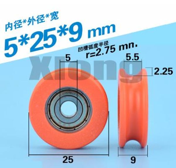 

10pcs 5*25*9mm pom suspension wheel guide wheel u groove bearing pulley furniture sliding door roller groove wheel