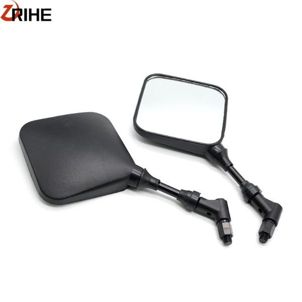 

m10 10mm black square dual sport motorcycle rearview side mirror specchi clear glass case for