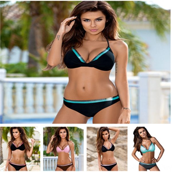 

lp8ns 2019 swimsuit triangle solid color women's three-point 2019 bikini swimsuit triangle split solid color bikini women's three, White;black