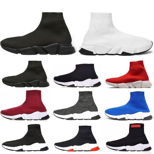 

2019 sock shoe designer for men women speed trainer fashion luxury black white blue glitter flat brand mens trainers sneakers 36-45