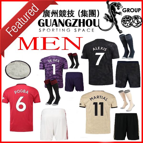 

manchester 19 20 united men set soccer jersey away third black yellow mata kit rashford pogba 2019 goalkeeper purple football shirt