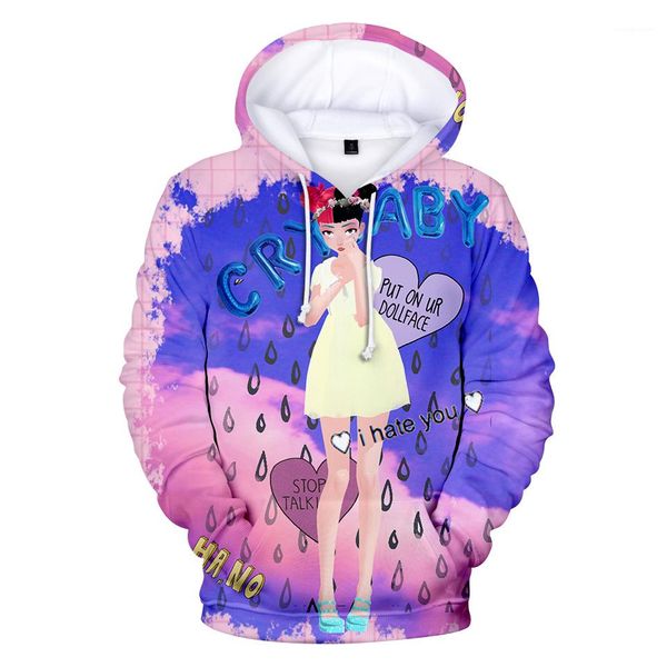 

3d printed hooded sweatshirts cute pullovers teenager girl women hoodie designer crybaby, Black