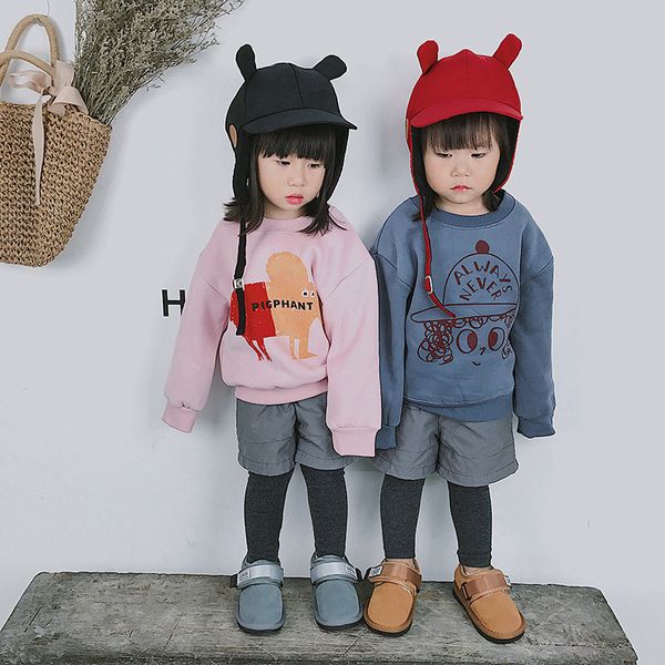 

2018 childrenswear autumn and winter new products b series thick plus velvet casual sweatshirt children pullover coat, Black