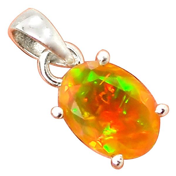 

genuine faceted ethiopian opal pendant 925 sterling silver, 20.5 mm, mhbap5838