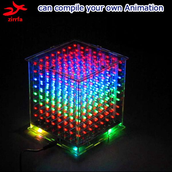 

diy electronic 3d multicolor led light cubeeds kit with excellent animations 3d8 8x8x8 gift led display electronic diy kit