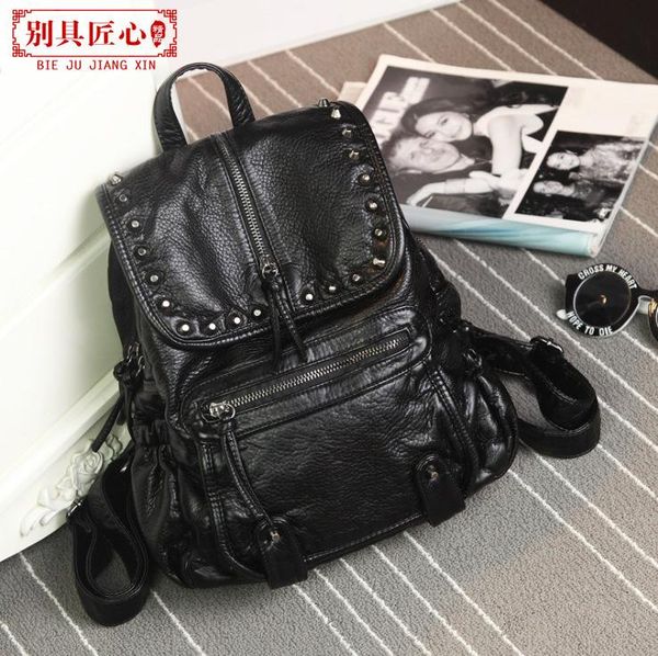 

elegant2019 both skin hanshuixi shoulders package ma'am school wind leisure time backpack a bag