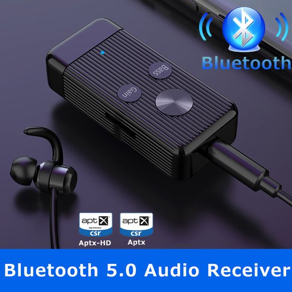

bluetooth 5.0 receiver 3.5mm aux wireless audio receiver aptx hd low lantecy adapter for headphone speaker support handsfree