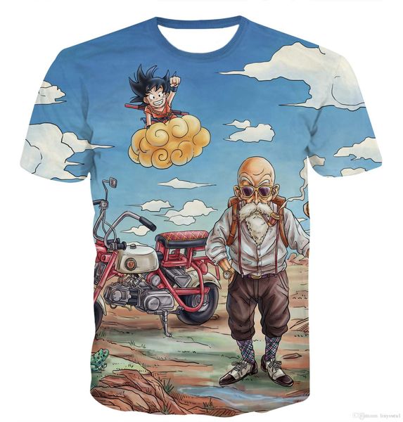 

new arrival funny master 3d t shirt summer hipster short sleeve tee men/women anime dragon ball z t-shirts homme, White;black