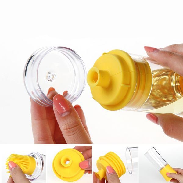 Neue Silikon-Honigölflasche mit Pinsel zum Grillen, Kochen, Backen, Pfannkuchen, Grillutensilien, Küchenhelfer