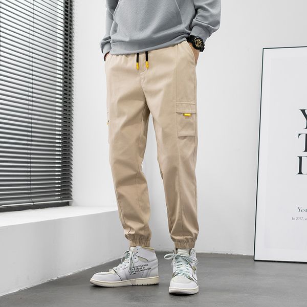 

брюки мужские летние мужские повседневные брюки тренд длиной до щиколотки брюки мужские ноги тонкие ноги комбинезоны, Black