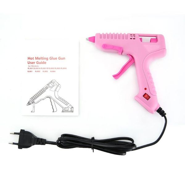 

rj801 30w eu melt glue gun with glue stick for handwork toy repair tools electric heat temperature guns pink color