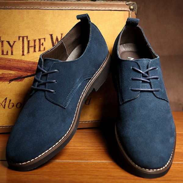 

plus size 38-48 men oxford shoes artificial suede leather spring autumn casual men leather shoes male dress delocrd, Black