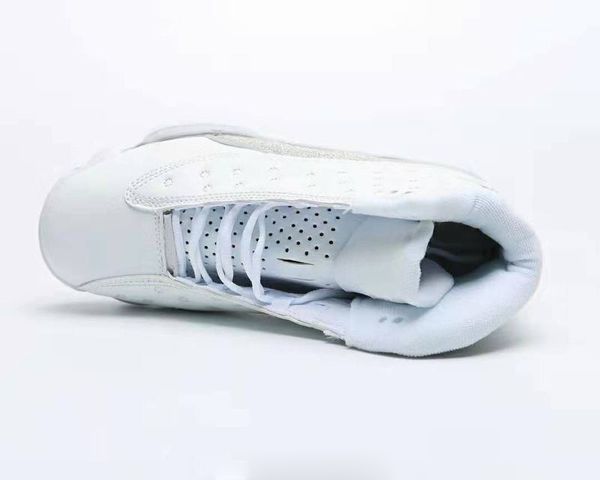 

13 white metallic silver basketball shoes men women vast grey 13s sports shoes