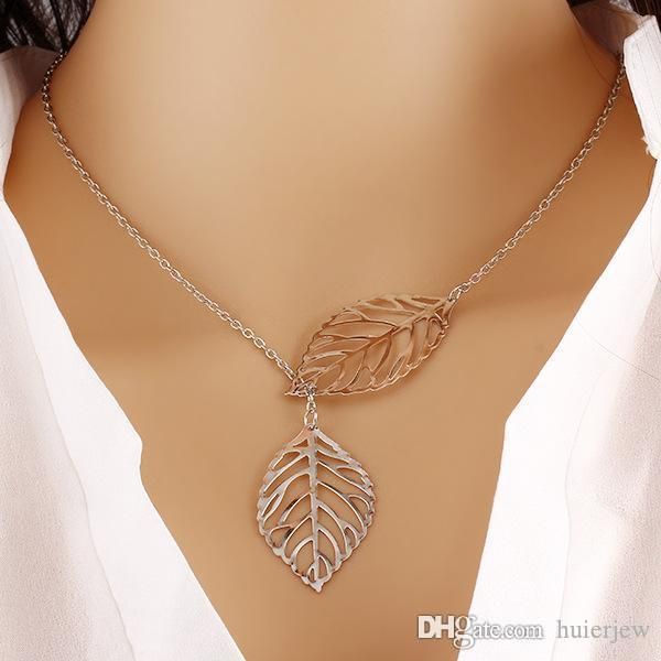 

necklaces pendants 925 silver plated leaves pendant necklaces valentine's day gift fashion korean pretty silver long chains neckl