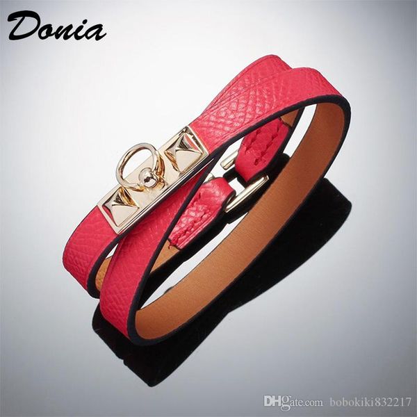 

donia jewelry luxury fashion exaggeration titanium steel letter multi color leather personality geometric pattern party christmas gift, Black