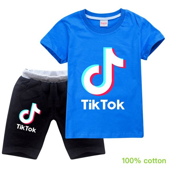 

clothing tik sale kids & t-shirt shorts short two-piece sleeve comfortable pants breathable cotton kids children's tok tiktok htwmx, Black
