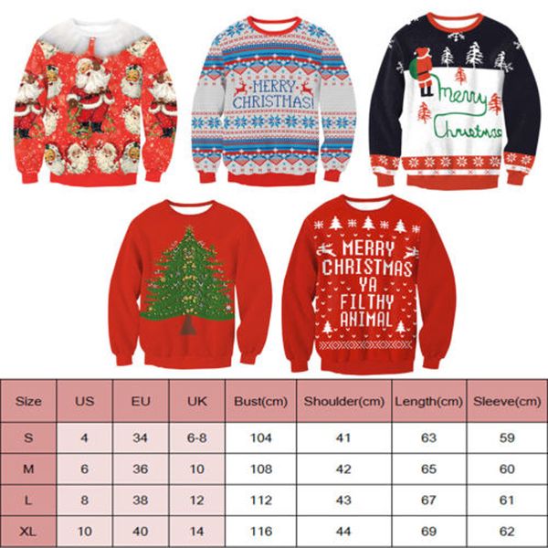 

new arrival stylish christmas sweatershirt men women santa xmas christmas novelty ugly warm sweater female clothes, White;black