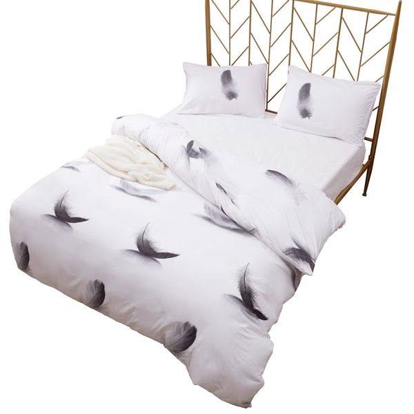 

mecerock new coming 1/2/3pcs gray duvet cover and pillowcases set polyester plant pattern design /king size bedding set