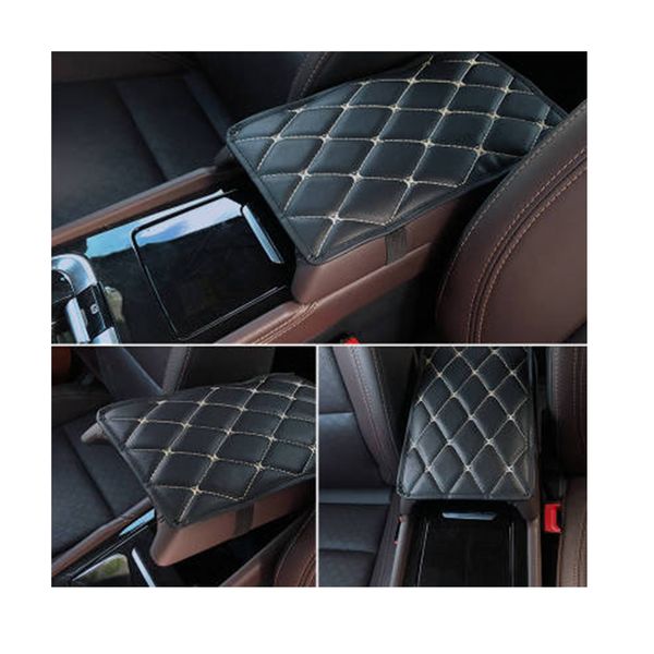 X Autohaux Universal Black Red Pu Leather Center Console Cover Car Armrest Cover Arm Rest Pad Fit For Most Vehicle Suv Truck Car Decorate Your Car