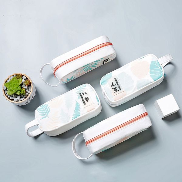 

kawaii canvas pen case cute leaves pencil casehigh capacity portable pencil bag for kids girls gifts school supplies stationery