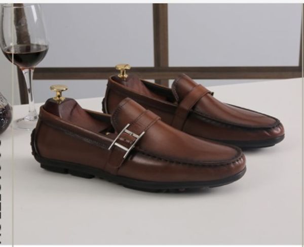 

new men handmade formal shoes fashion buckle slip-on falt oxford for men genuine leather party wedding shoes, Black