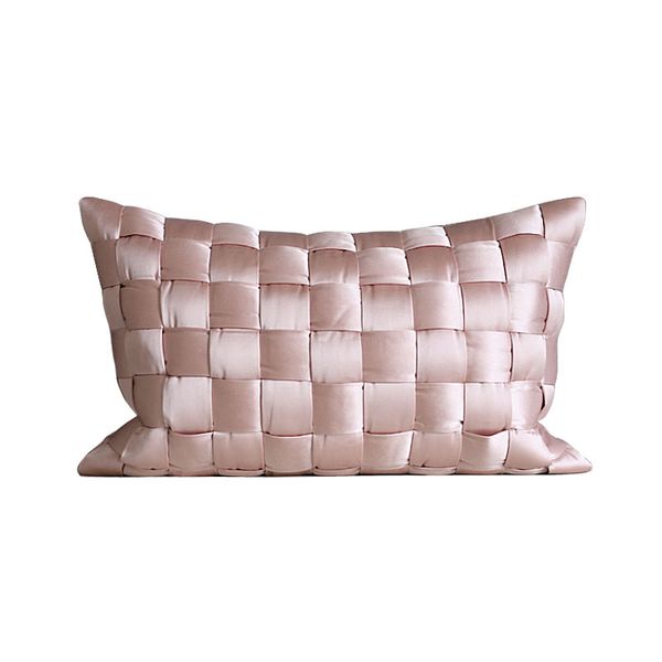 

dunxdeco cushion cover decorative waist pillow case modern grey pink mercerized fabric woven coussin chair cushion cover