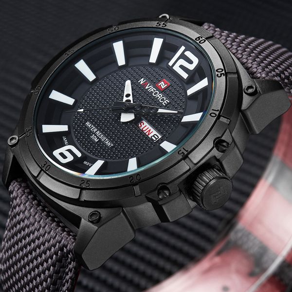 

naviforce brand military watches men fashion casual canvas leather sport quartz wristwatches male clock relogio masculino ly191206, Slivery;brown