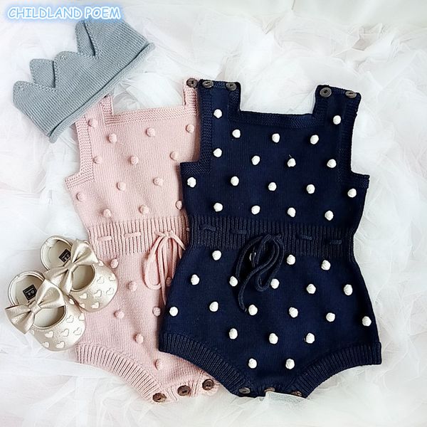 

baby knitted clothes autumn knit baby rompers girl pompom baby girl romper boys jumpsuit overall newnborn infant clothes, Blue