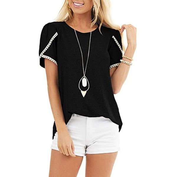 

lace t shirt women o-neck t-shirt ladies summer casual loose basic camisetas mujer loose tshirt women koszulki damskie, White