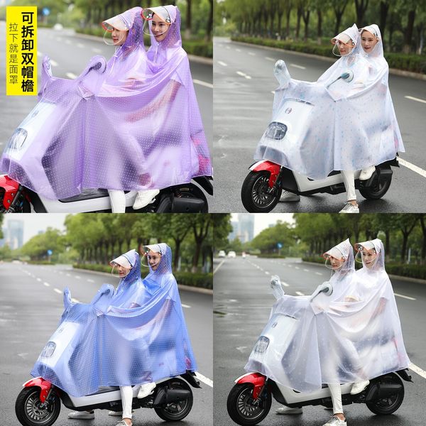 

hvkhv motorcycle riding tram motorcycle electric vehicle electric vehicle poncho transparent crystal raincoat thickened double raincoa, Red;brown