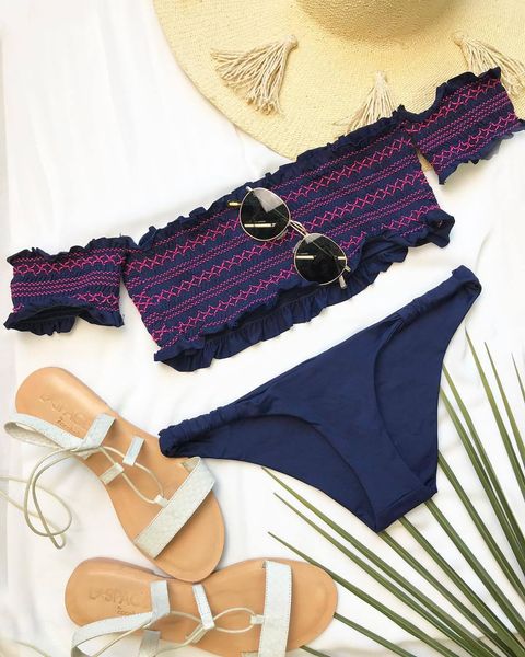 

hot off shoulder crop top купальники для женщин сексуальный комплект бикини 2019 new usa мода купальник с коротким рукавом женщина пляж купа